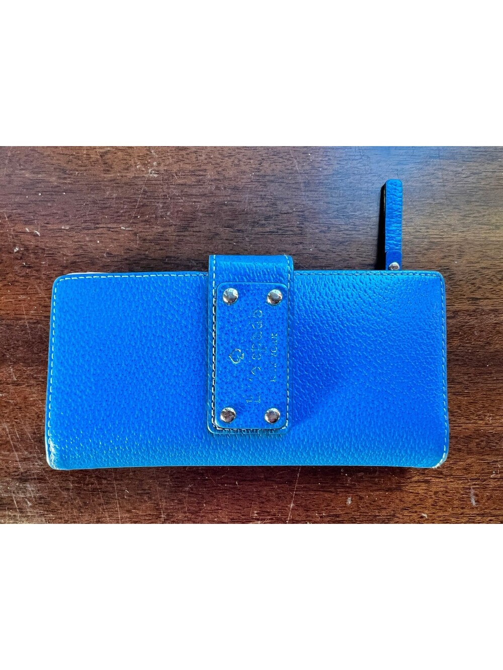 Kate Spade New York Blue Leather Wallet with Gold Hardware